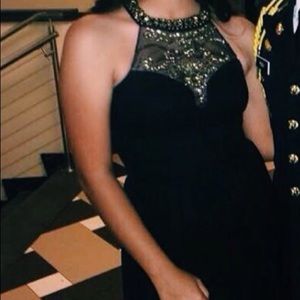 Black and Gold LONG prom dress